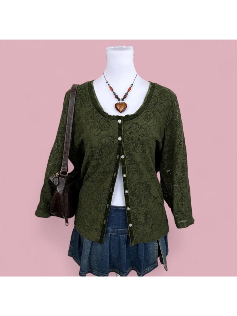 90s floral lace whimsygoth button up top